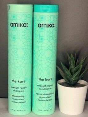 Amika The Kure Repair Set 💚 Shampoo + Conditioner Full Size NEW